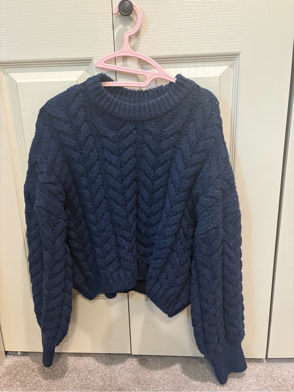 Ardene Navy Cable Knit Crew Sweater